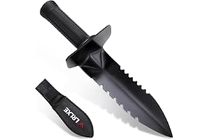 Metal Detector Shovel, LRLXE Sturdy Heavy Duty Double Serrated Edge Digger, Metal Detecting Digging Tool with Sheath for Metal Detection Digging, Garden Accessories for Planting, for Belt Mount