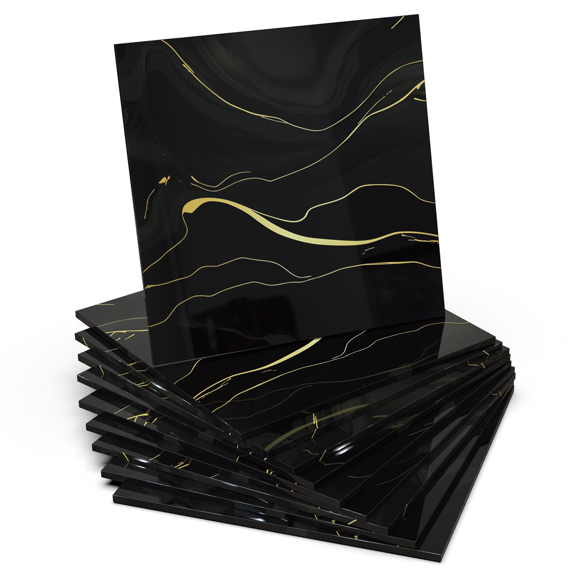 Photo 1 of 10pcs Marble Peel and Stick Backsplash Waterproof Wall Panels, 11.8"x11.8" Self Adhesive Marble Foam Tile, PVC Wall Panels for Bathroom, Kitchen, Living Room and Laundry Room (Black and Gold)