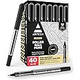 ARTEZA Rollerball Pens, Pack of 40 – Black Ink Fine Point Pens with 0.7 mm Tip for Journaling, Notetaking, Office Work, and Everyday Writing