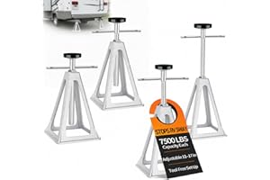 DISCOUNT PARTS DIRECT RV Stabilizer Jacks Set of 4, 7500 lbs Capacity Each – Adjustable 11"-17" Aluminum Trailer Jack Stands for Travel Trailers & Campers, Anti-Sway Screw Jacks with Rubber Pads