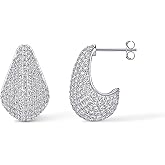 PAVOI 14K Gold-Plated 925 Sterling Silver Posts Chunky Studded Teardrop Pavé Drop Dangle Earrings for Women | Cubic Zirconia Statement Earring Pair