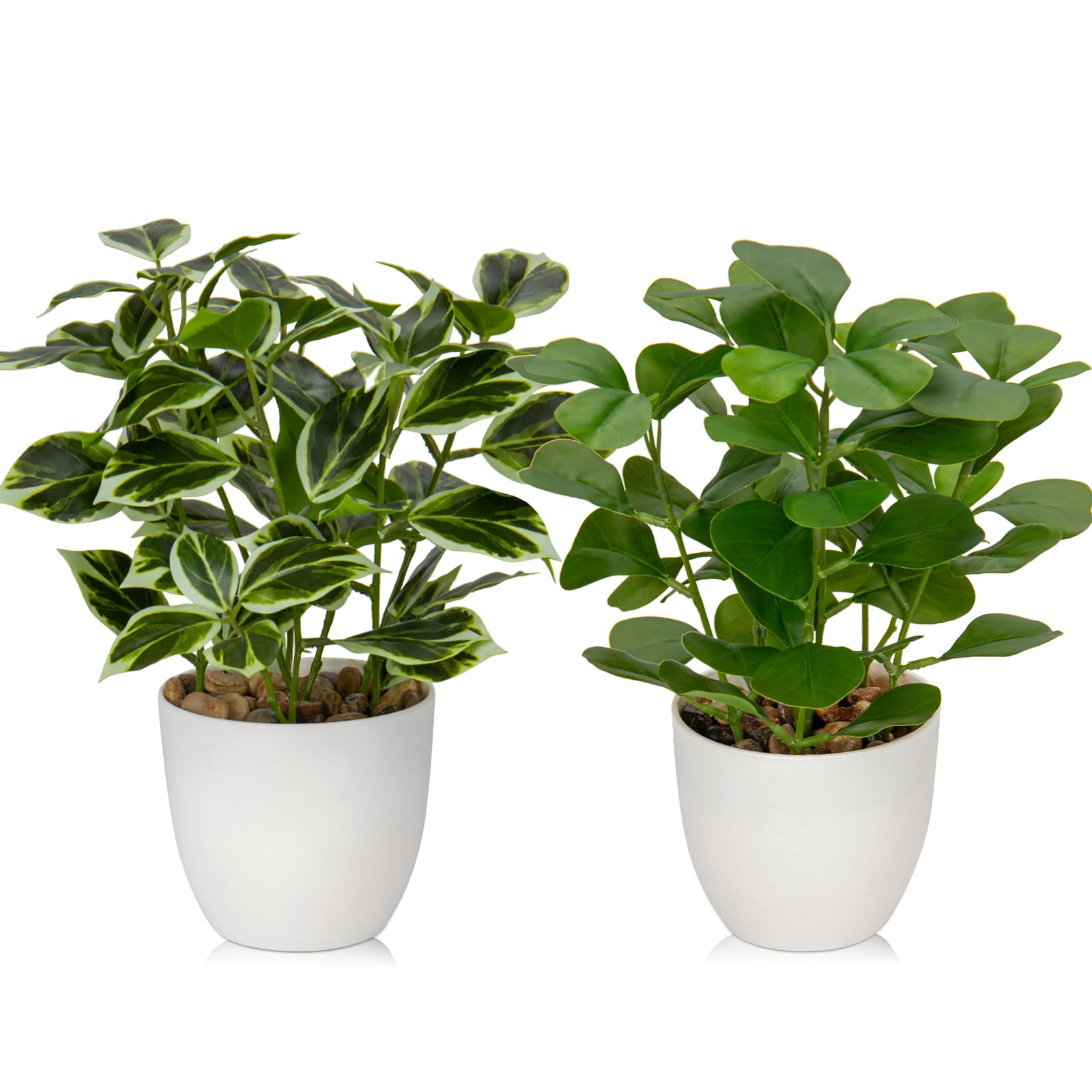 Briful 2PCS Small Fake Plants Artificial Greenery Artificial Plants Indoor in Pot, Faux Potted Plant Artificial Desk Plant for Farmhouse Home Garden Shelf Decor