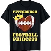 I Love Pittsburgh Football Princess Heart Girl Toddler Girls T-Shirt
