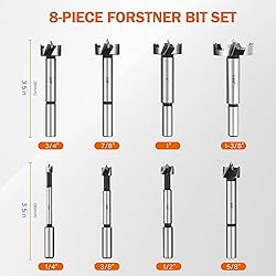 KENDO 8 Piece Forstner Bit Set, Made of Alloy