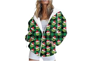 Segaven 𝑮𝒓𝒊𝒏𝒄𝒉𝒔 Fall Outfits Women Trendy Full Zipper Long Sleeve Sweatshirts Green Print Comfy Dressy Outfits