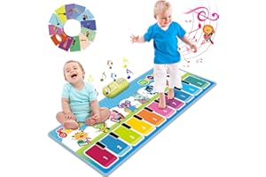 Joyjoz Piano Mat, Upgraded Musical Mat with 8 Instruments Sounds Child Floor Keyboard Touch Play Blanket Dance Mat Build-in Speaker & Recording Function Xmas Gift Toys for Baby Girls Boys Toddlers