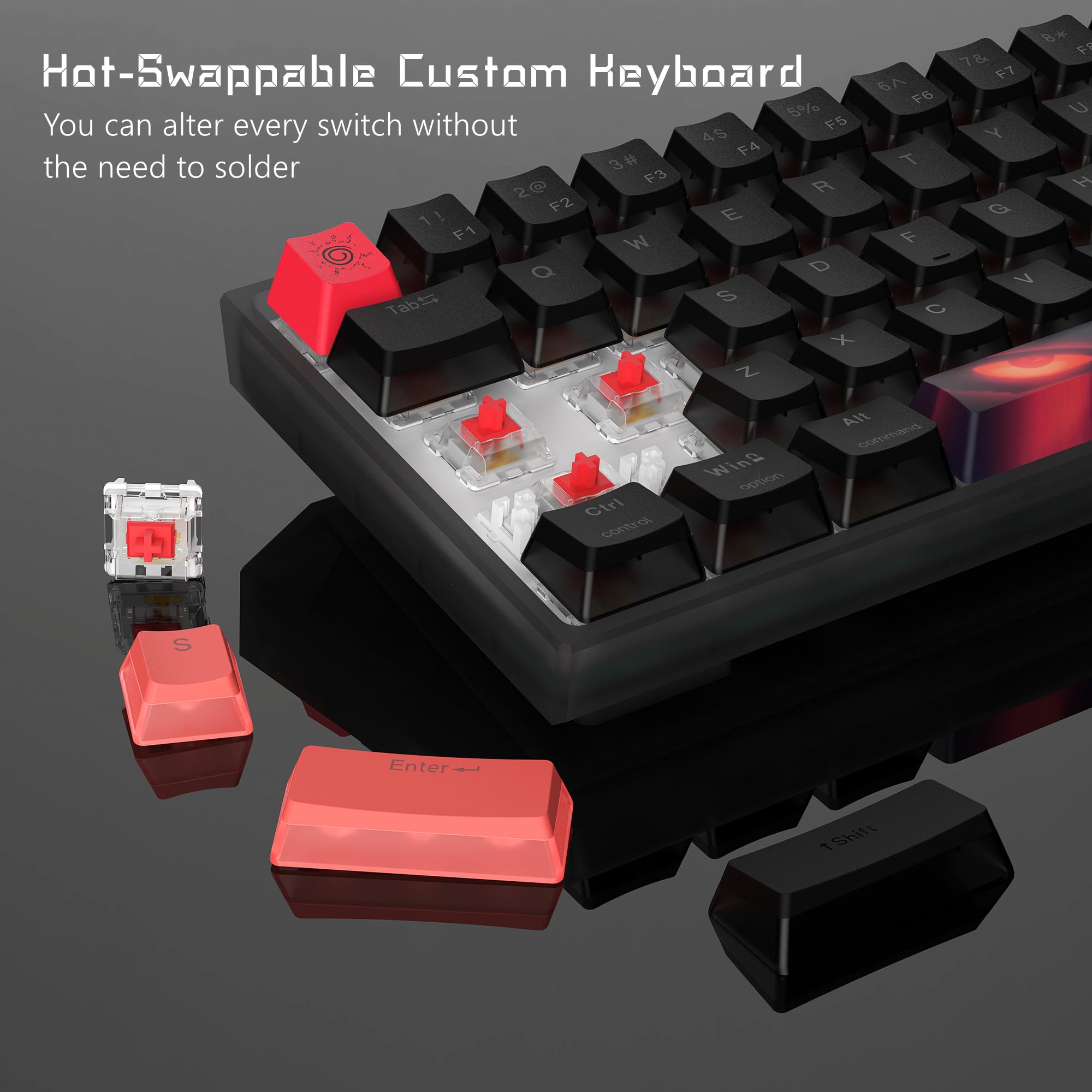 Womier 60% Percent Keyboard,WK61 V2 Mechanical RGB Wired Gaming Keyboard,Hot-Swappable Creamy Key Board with PBT Keycaps,Linear Red Switch for Windows/MAC (Black)