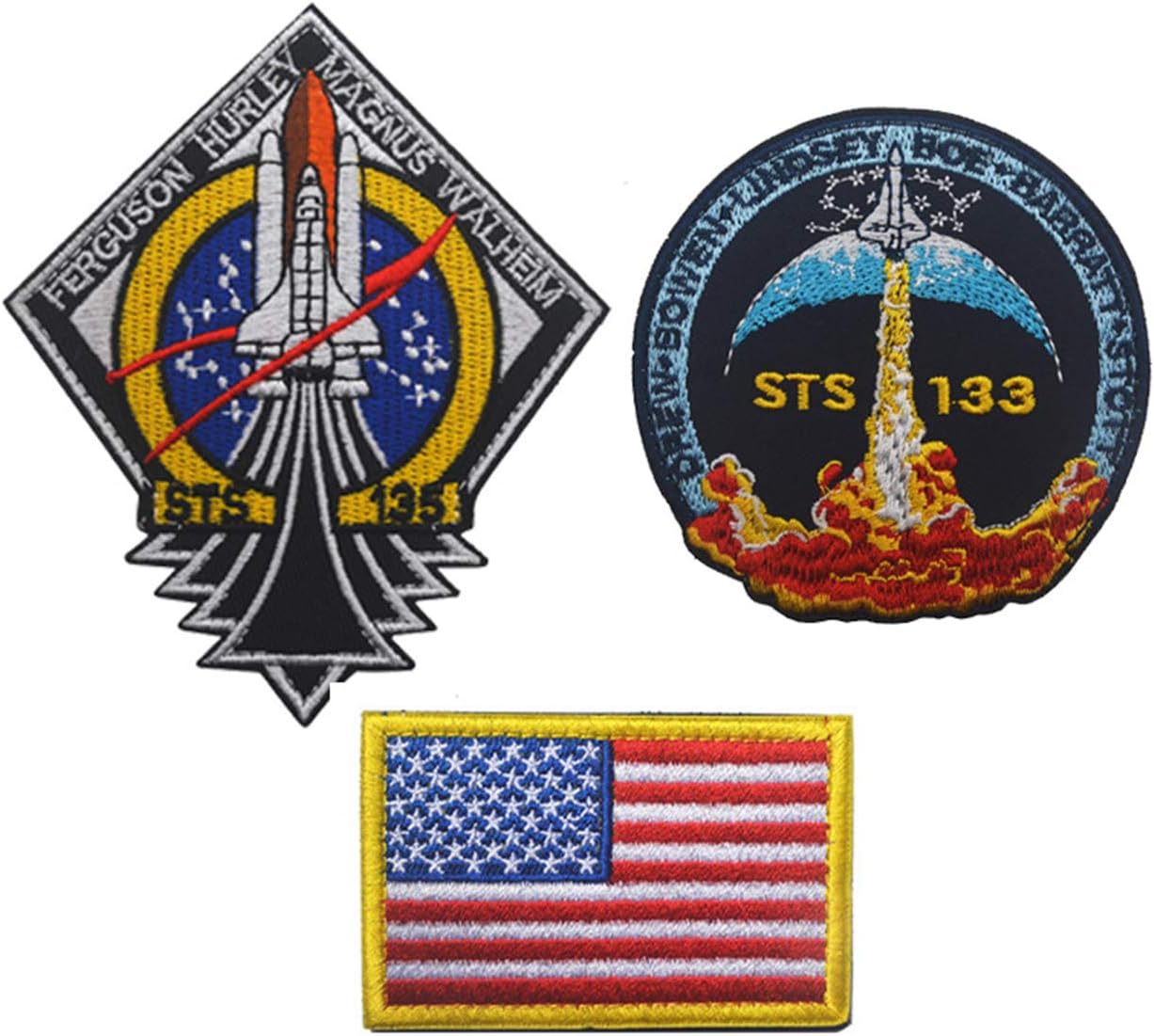 Military Ba 3 Pcs Tactical Flag Patch - Combination USA NASA Patch Embroidered Morale Lot Military Embroidered Patches