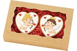 JOHOPACK 50 Pack Cookie Boxes 7" x 4 3/8" x 1 1/2" Inch Bakery Boxes with window Treat Box Chocolate Covered Strawberries Box