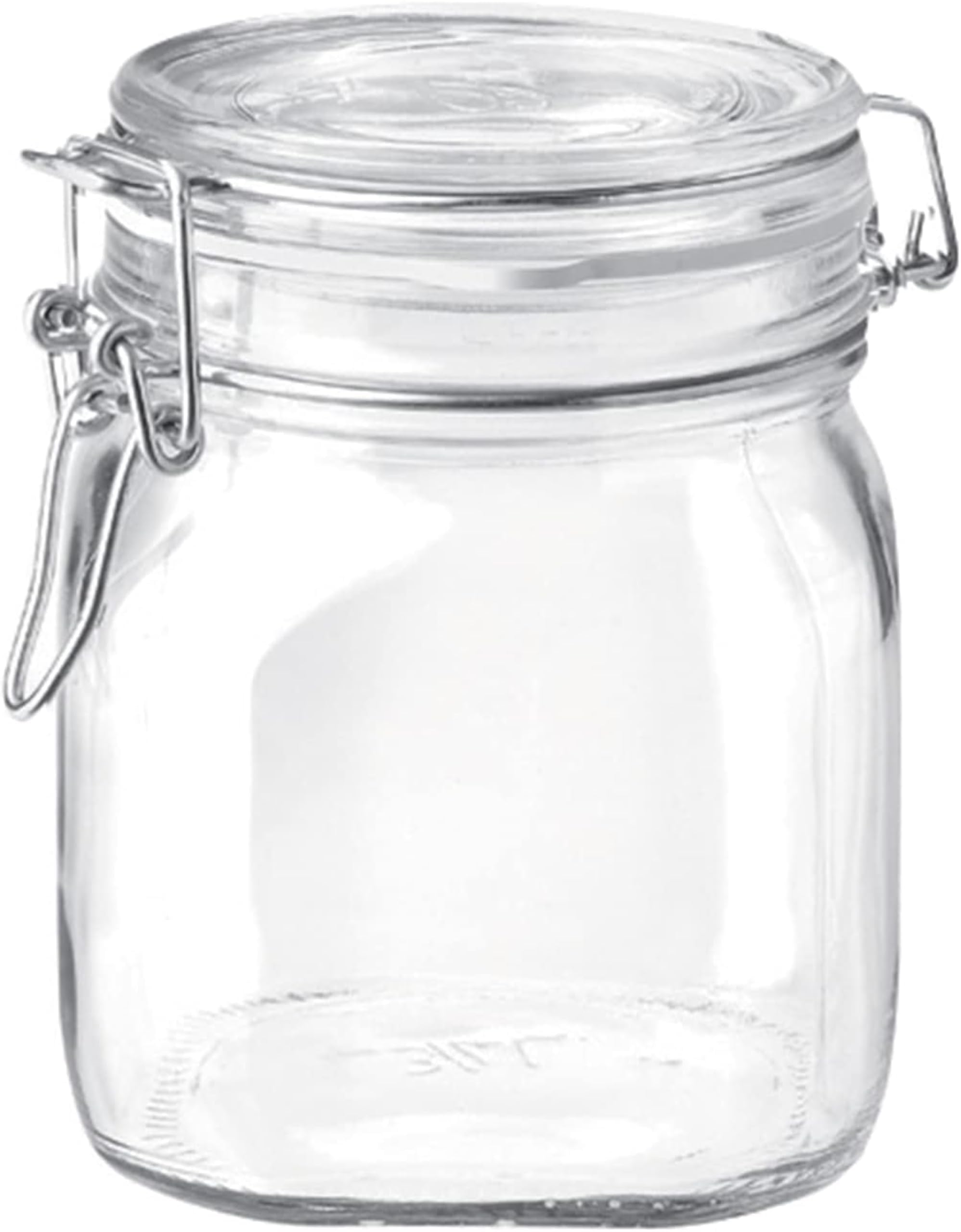 Bormioli Rocco SYNCHKG009319 B0727PL21D Fido Clear Glass Jar with 85 mm Gasket, .75 Liter, Stainless Steel, Transparent
