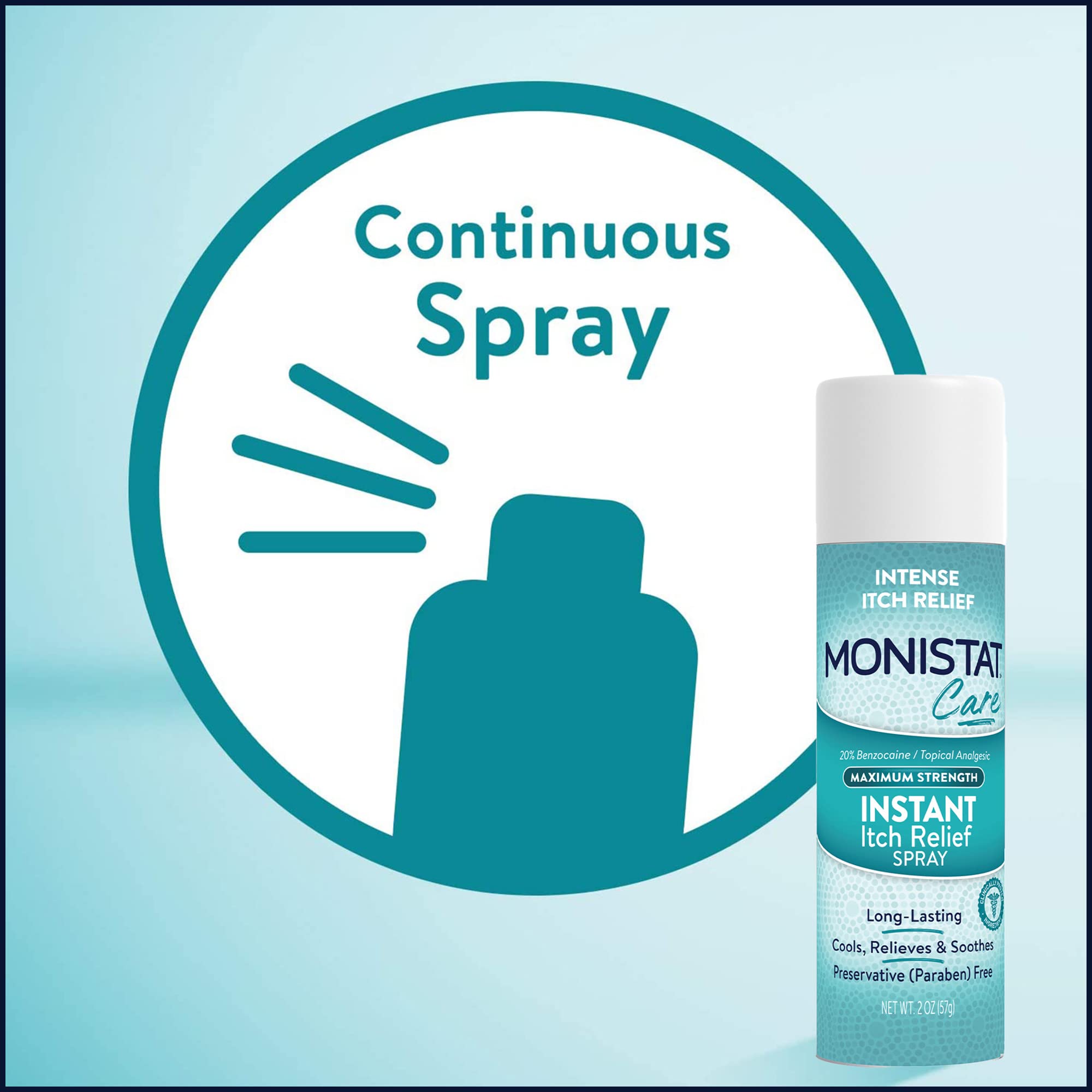 Monistat Instant Itch Relief for Women, Feminine Care Spray, for Relief from Intense Vaginal Itch, 2 Oz