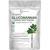 Organic Glucomannan Konjac Root Powder (Konjac Gel Powder), 10 Ounce, Soluble Fiber & Prebiotics, Great Cornstarch Substitute