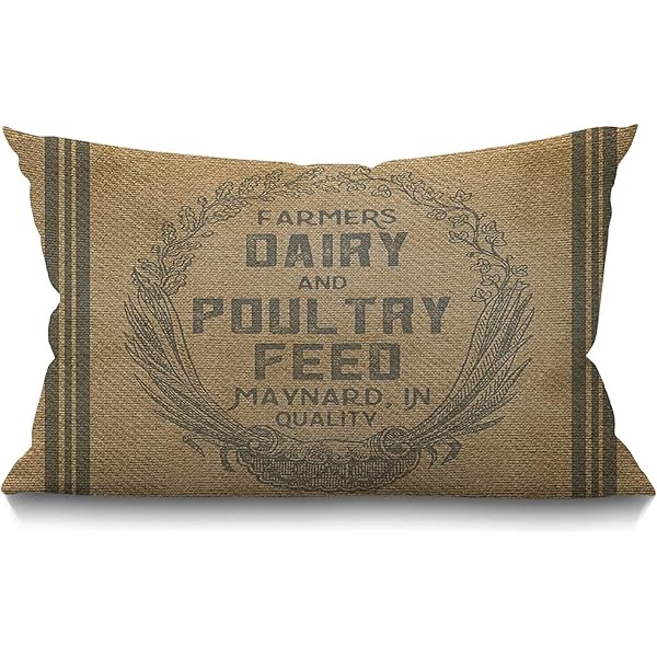 Amazon.com: Smooffly Throw Pillow Case Vintage Burlap Feed Sack