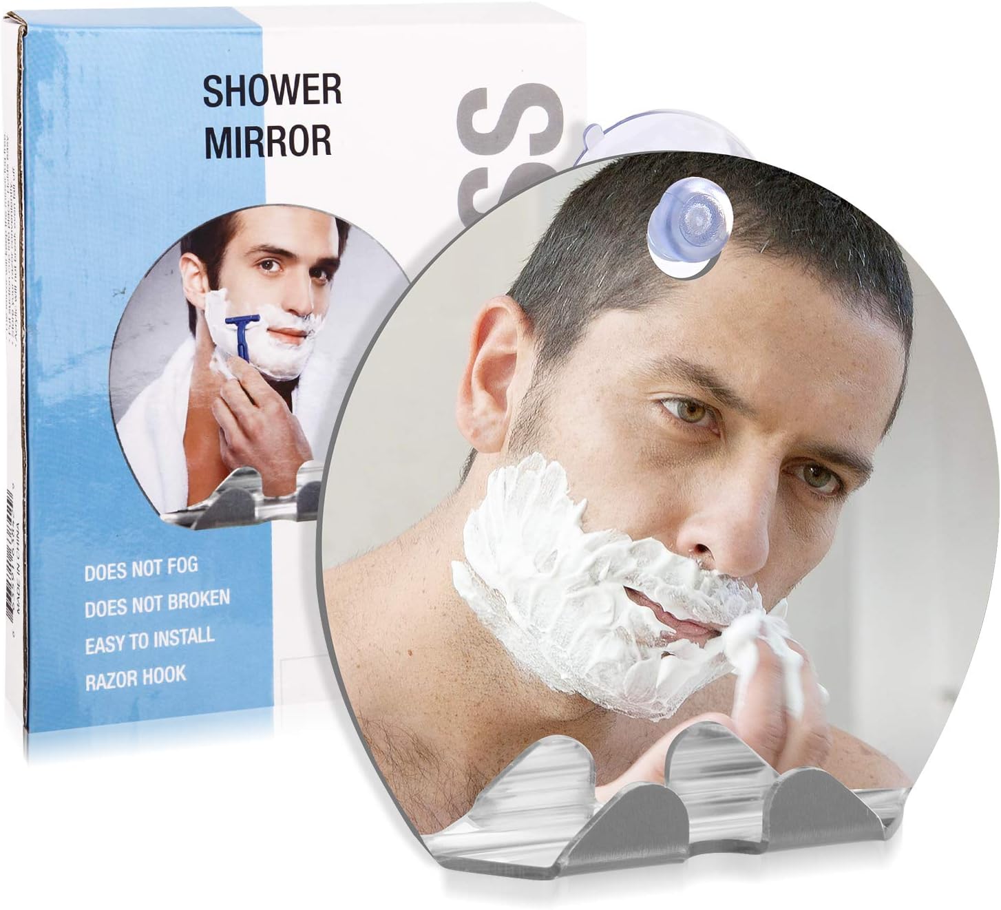 Goldenlight Mirror Shower Mirror AntiFog Shower Mirror with Razor Hook, Shatterproof Shower Mirrors for Shaving Fogless (Round): Kitchen & Dining