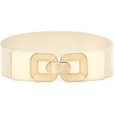 BAOKELAN Women Wide Elastic Waist Belt for Dresses Stretchy Belts with Gold Buckle
