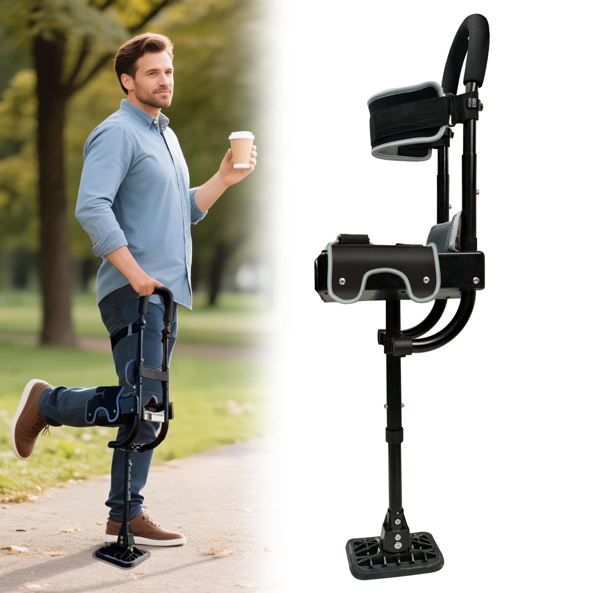 Photo 1 of Hands Free Knee Crutch - Comfortable Peg Leg Alternative for Foot & Leg Injuries Adjustable Safety Kneepad Support for Left/Right Leg, Non-Slip Design for Ankle Surgery Recovery & Mobility Aid