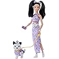 ​Barbie Twinning Looks Doll with Pet Dog in Matching Purple Daisy Clothes and Accessories for Both Like Flowers and Belt Bags
