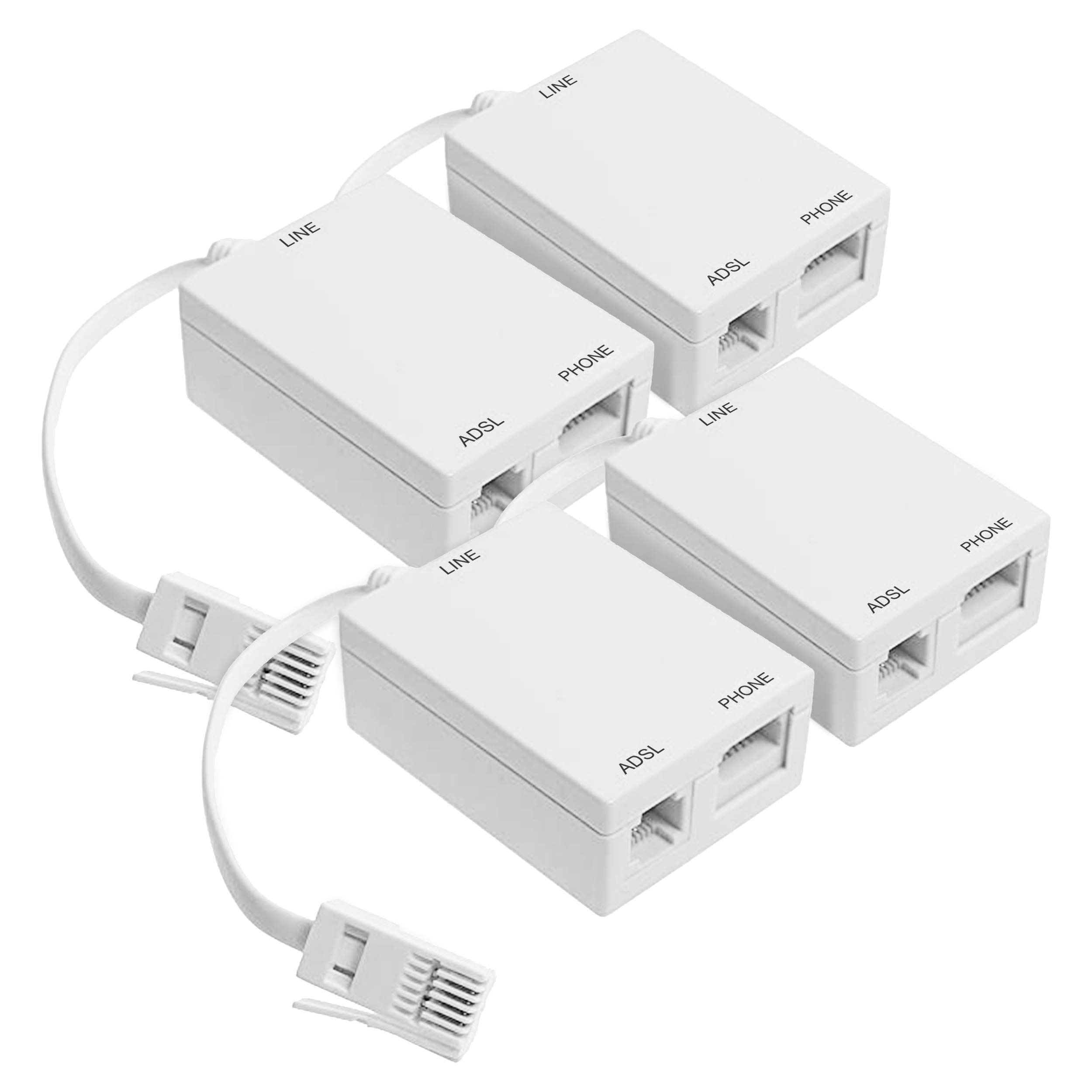 Dynamode ADSL Micro filter and Splitter Adapter For Broadband, Tiscali, Sky, Talktalk, Orange, O2 Modem, Router, DECT, PABX, Phone Systems, Home and Office, Plug n' Play