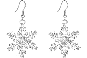 EVER FAITH Snowflake Earring for Women Austrian Crystal Winter Party Flower Snowflake Pierced Hook Dangle Earrings Jewelry for Christmas
