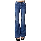 EMMIOL Women Mid-High Waisted Flare Jeans Y2K 90s Vintage Stretchy Bootcut Wide Leg Denim Pants Bell Bottom