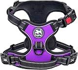 PoyPet No Pull Dog Harness Reflective Adjustable Easy Control Handle Purple S