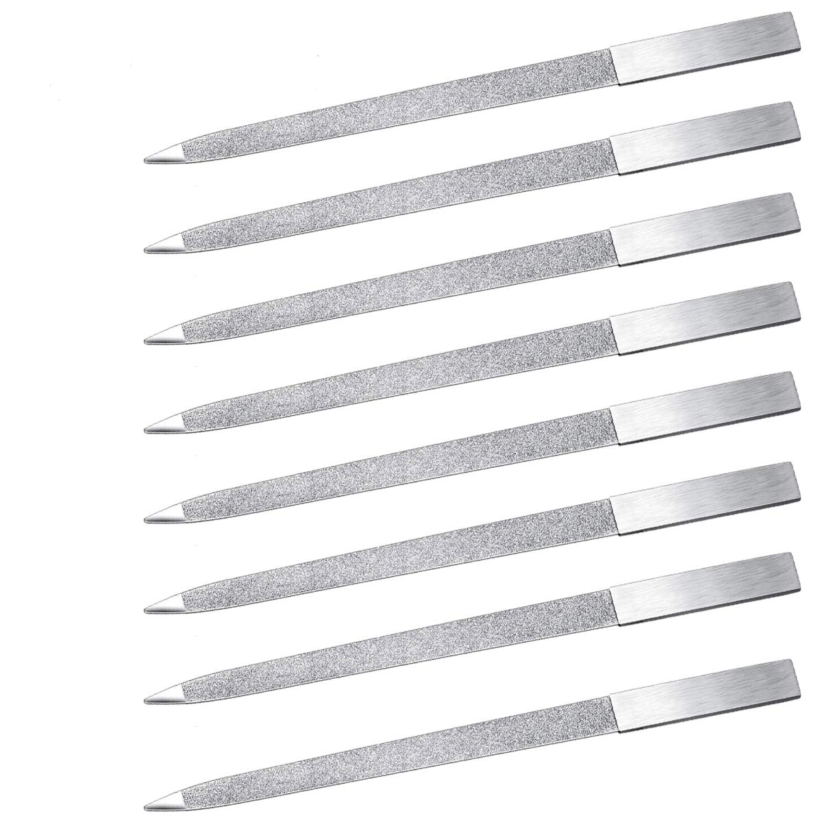 Terberl 8 Pack Diamond Nail File Metal Nail File, Stainless Steel Double Side Nail