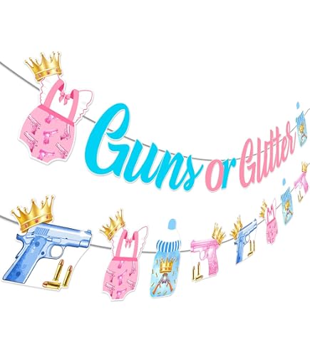 Wonmelody Guns Or Roses Gender Reveal Decorations Kit - Balloons, Banner, Cards, Confetti, For Boy/Girl Baby Shower - View #8
