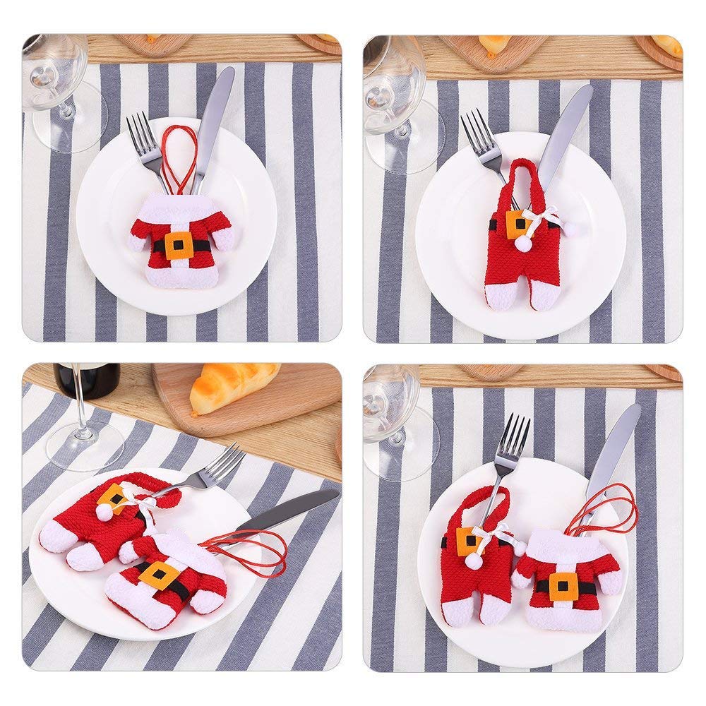 Zogin Weihnachten Besteckhalter Taschen 6pcs Sankt-Klage Weihnachten Dekoration Besteck Kostüm kleine Hosen und Kleidung Besteck-Sets(6 Stücke)