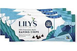 LILY'S Milk Chocolate Style No Sugar Added Baking Chips, Gluten Free, Bulk, 9 oz Bags (3 Pack)