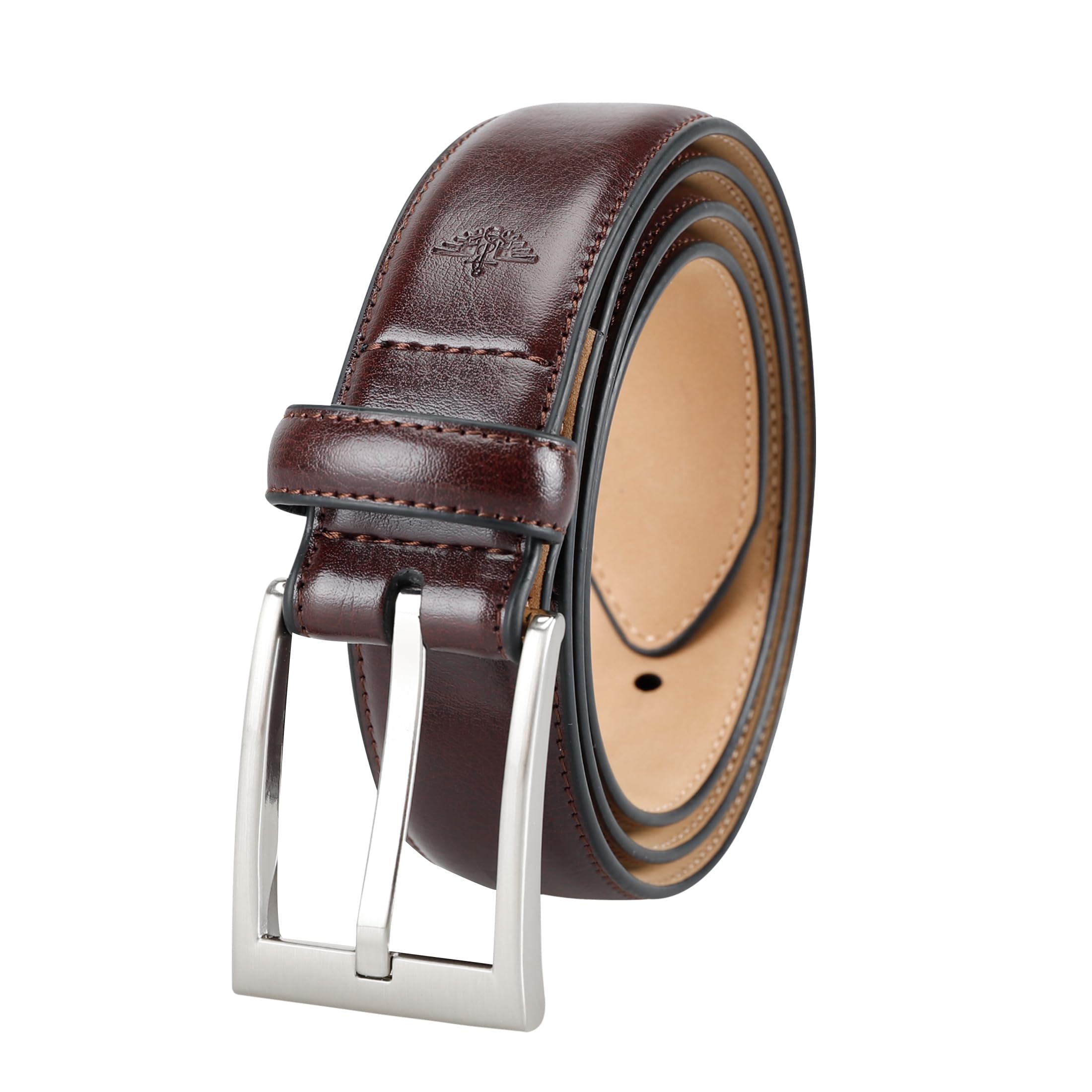 Dockers Men’s 1 3/8 in. Feather-Edge Belt with Two-Row Stitching, Cordovan, Medium (34-36)