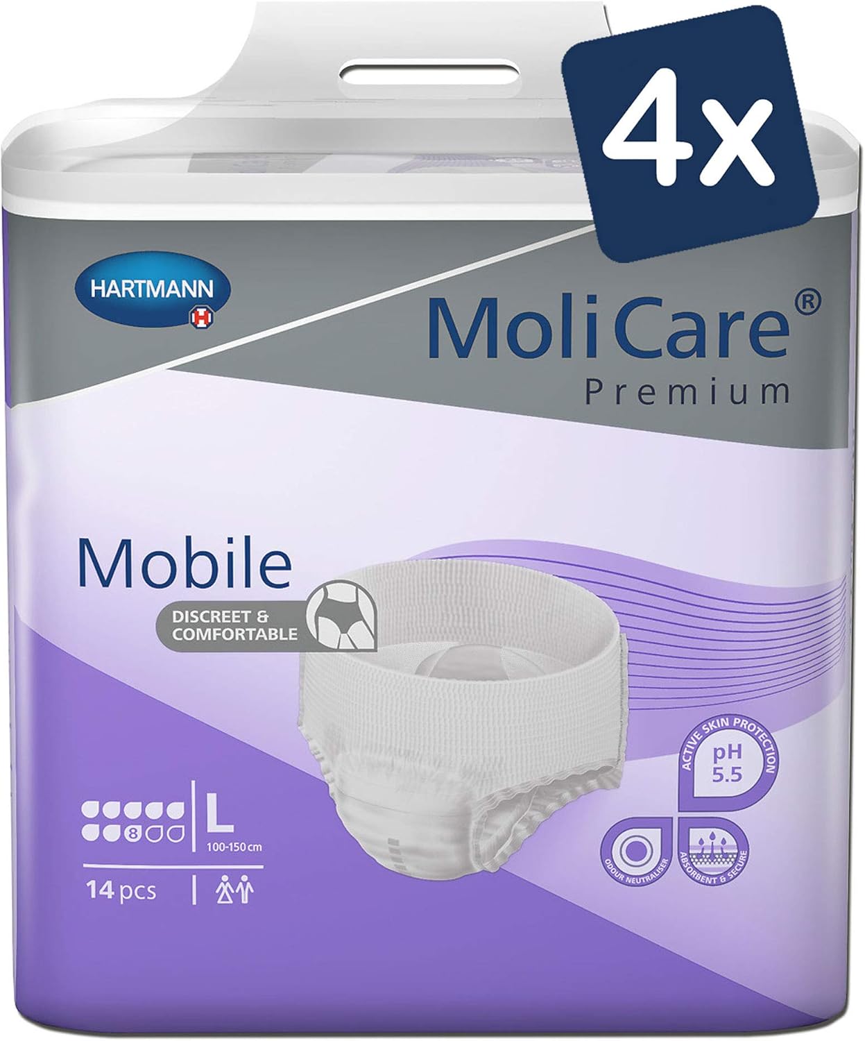 Molicare Premium Mobile Einweghose Diskrete Anwendung Bei Inkontinenz Fur Frauen Und Manner 8 Tropfen Gr L 100 150 Cm Huftumfang 4x14 Stuck Amazon De Drogerie Korperpflege