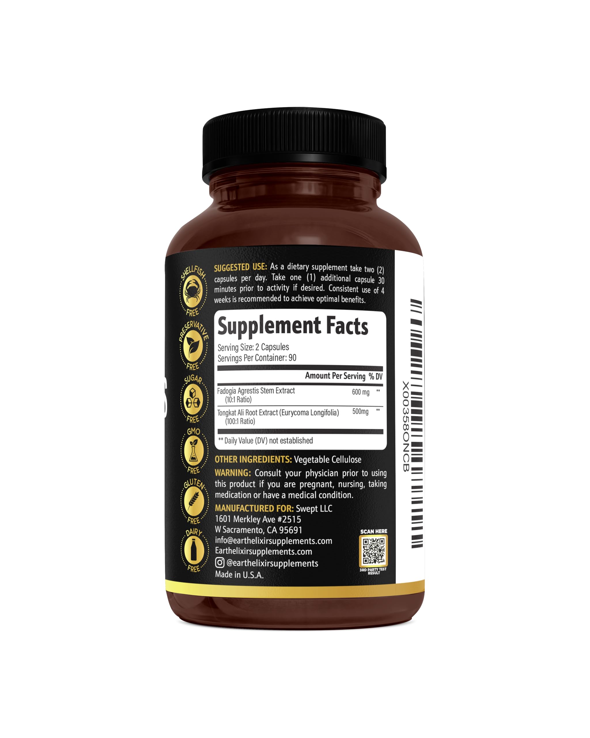 Fadogia Agrestis & Tongkat Ali for Men & Woman – Natural Testosterone Supplement for Men - Made in USA & 3rd Party Tested – Strength, Energy & Vitality - Longjack – 3 Month Supply