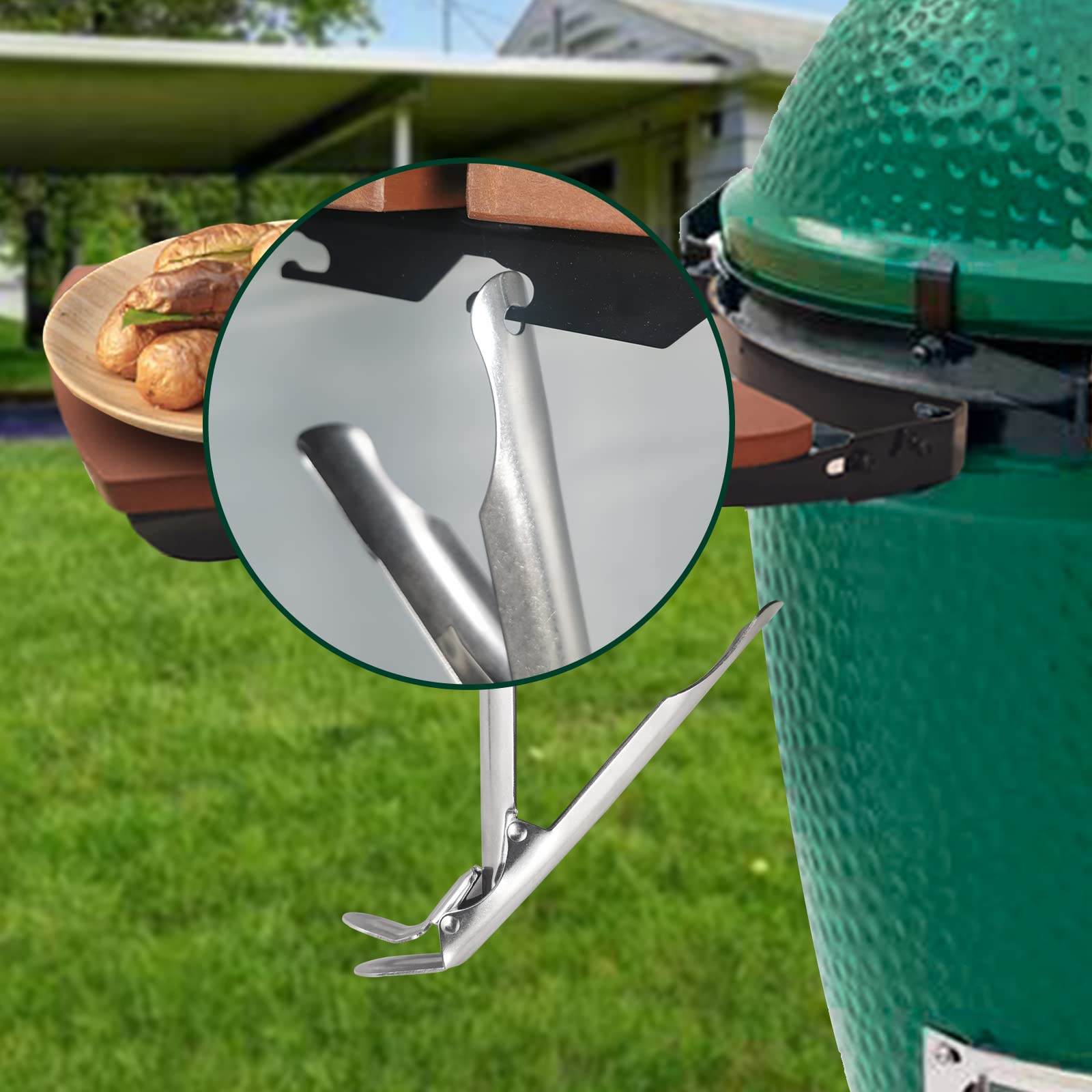 Quantfire Grill Grate Lifter Gripper, Stainless Steel Grate Grabber