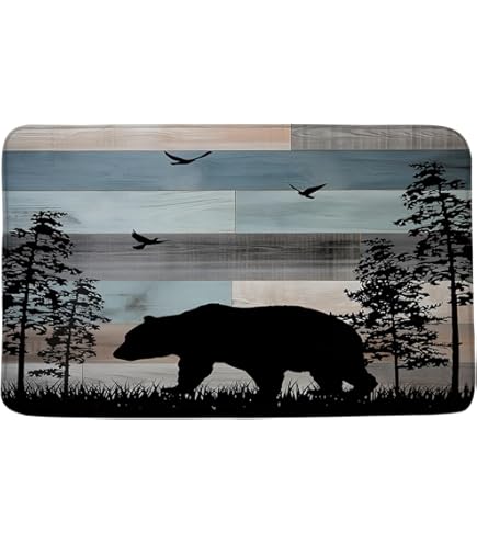 Happy Camping Bathroom Rugs, Old Barn Door Bath Mat For Boys Kids