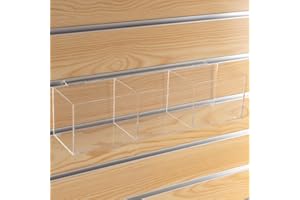 CiaoHER Slatwall Acrylic Retail Tray Rectangular Clear Dump Bin Merchandise Storage Organizer Caddy for Slatwall Displays, 16"x4"x4" (3 compartments)