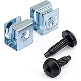 StarTech 50-Pack 10-32 19mm Screws and Square Hole Clip Nuts for 19" or 10" Server Racks, Cabinets and Enclosures, Black and 