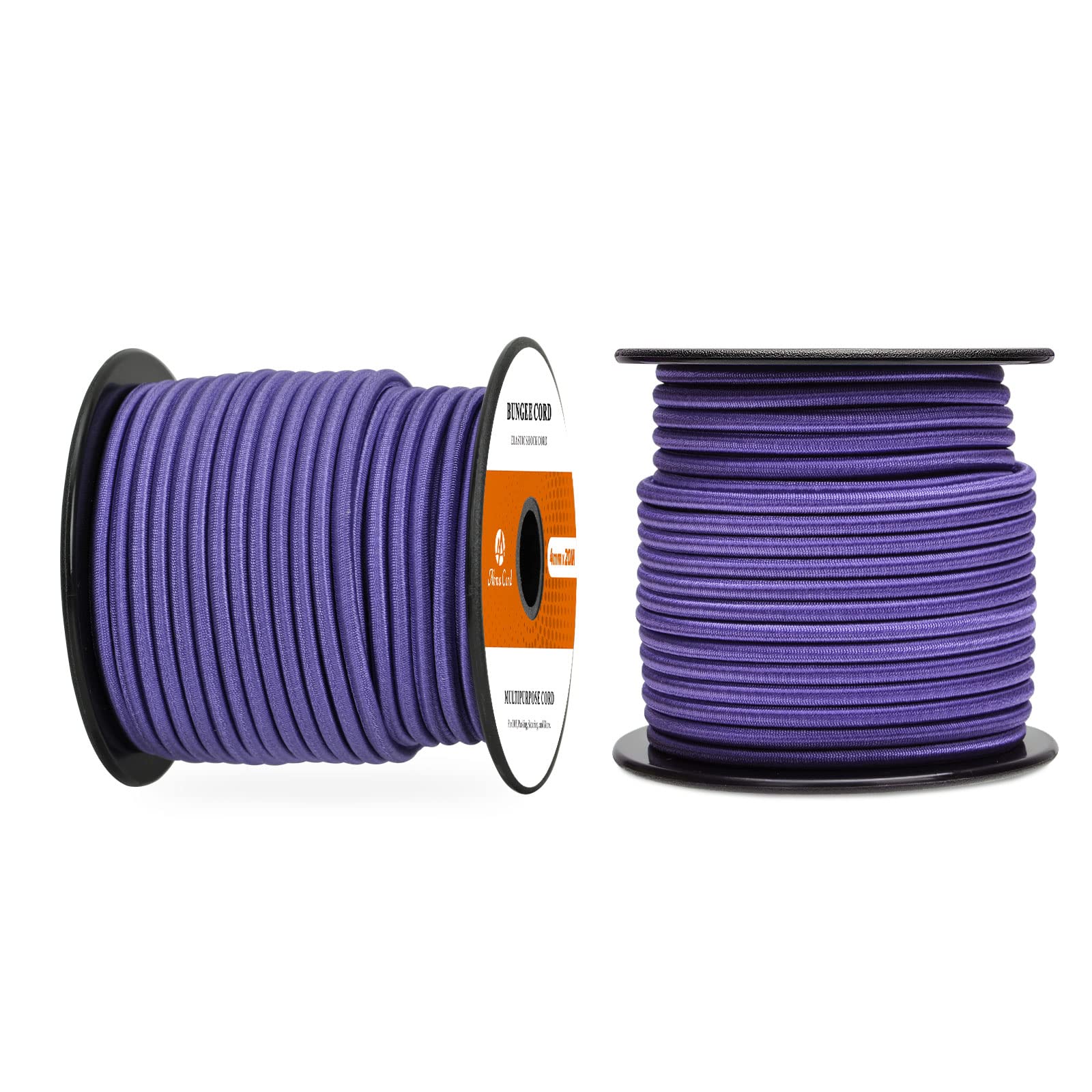 Abma Cord Bungee Cord 4mm 20M Elastic Shock Cord 100% Stretch Elastic Bungee Rope for Tarpaulin, Trailer, Backpack, Tent Pole, Kayak - Purple