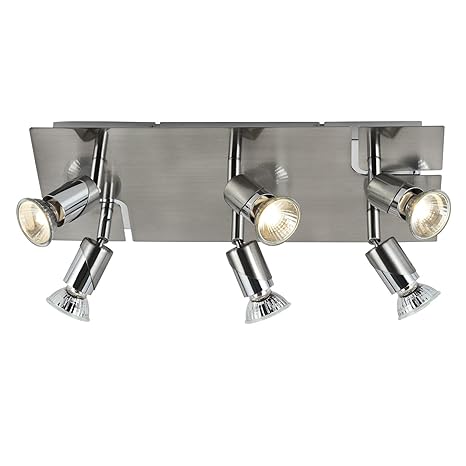 Ceiling Spotlight Light Fitting Rectangular Plate Brushed Chrome