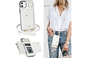 ELTEKER Compatible with iPhone 12/12 Pro Crossbody Phone Case with Neck Strap Lanyard Card Holder, Wallet Case for Women with