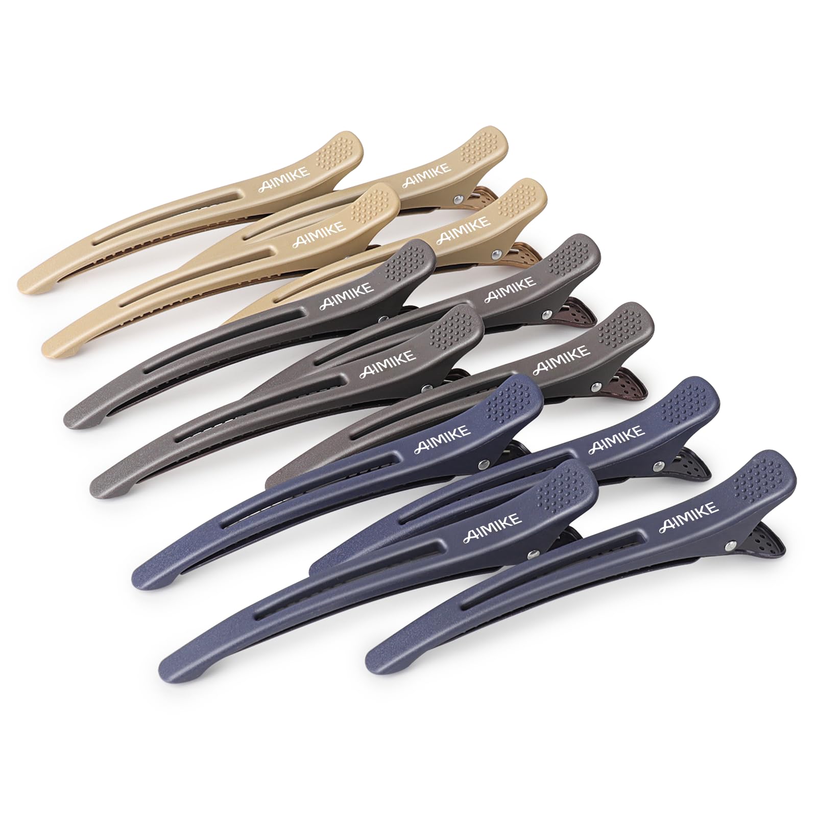 AIMIKE 12pcs Hair Clips-Styling Sectioning: No Crease Duck Billed Hair Clips With Silicone Band, Salon Suitable