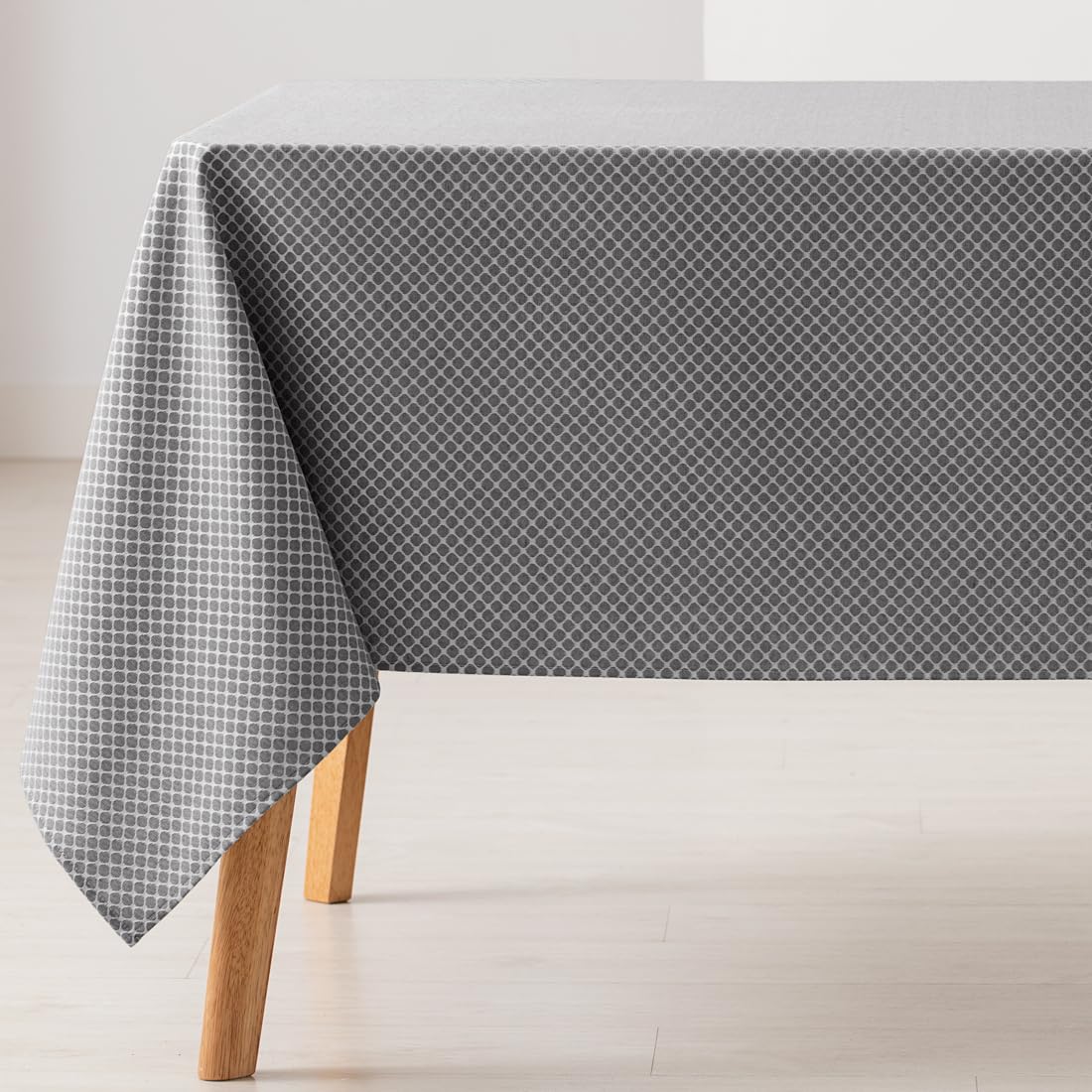 GAMUSI Stain Resistant Tablecloth Rectangular Small Diamond Smooth Jacquard Waterproof 140 x 240 cm, Touch Fabric, Anthracite