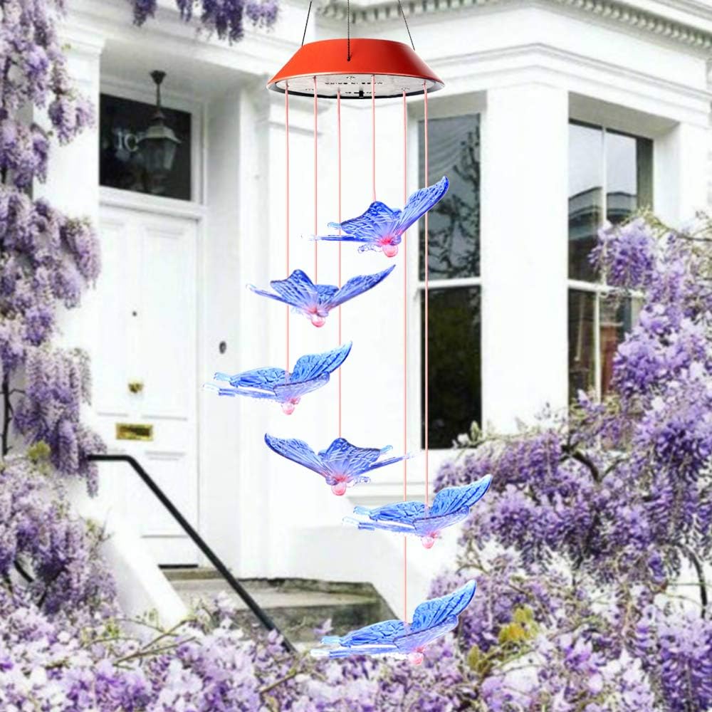 wind chimes outdoor, gifts for mom, solar wind chimes, butterfly wind chime, solar mobile butterfly, mom gifts, birthday gifts for mom, gardening gifts, wind chimes solar, windchimes unique outdoor : Garden & Outdoor