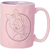Silver Buffalo Disney Daisy Duck Circle Badge Wax Resist Ceramic Pottery Mug, 17 Ounces