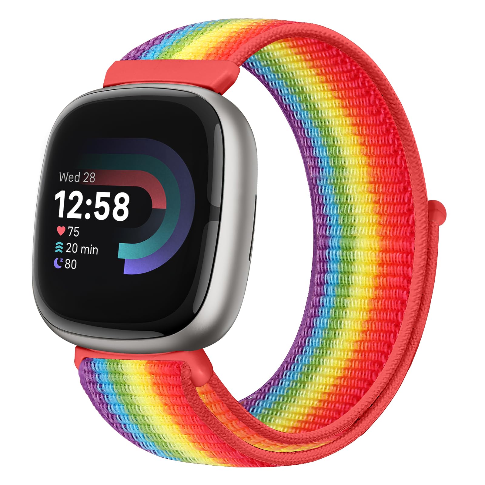 Runostrich Nylon Loop Straps Compatible with Fitbit Versa 4/Sense 2/Versa 3/Sense, Soft Breathable Sport Adjustable Replacement Band Women Man Wristband Accessories