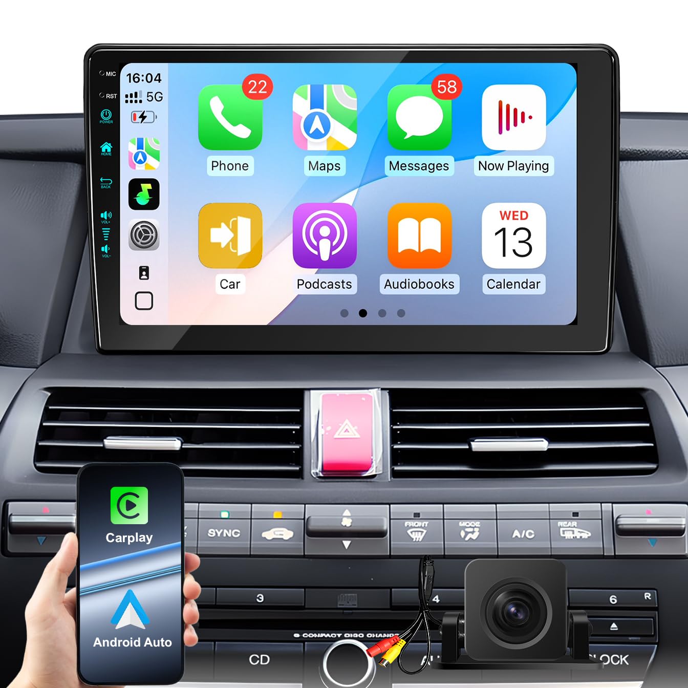 Photo 1 of 10.2 Inch Car Radio Stereo Upgrade Android 13 for Honda Accord 8th 2008-2013 with CarPlay Android Auto 1080P Backup Camera/BT5.4 ((4Ram 64Rom) 10.2)