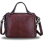 Genuine Leather Satchel Purse for Women Retro Handmade Top Handle Handbag Designer Crossbody Bags