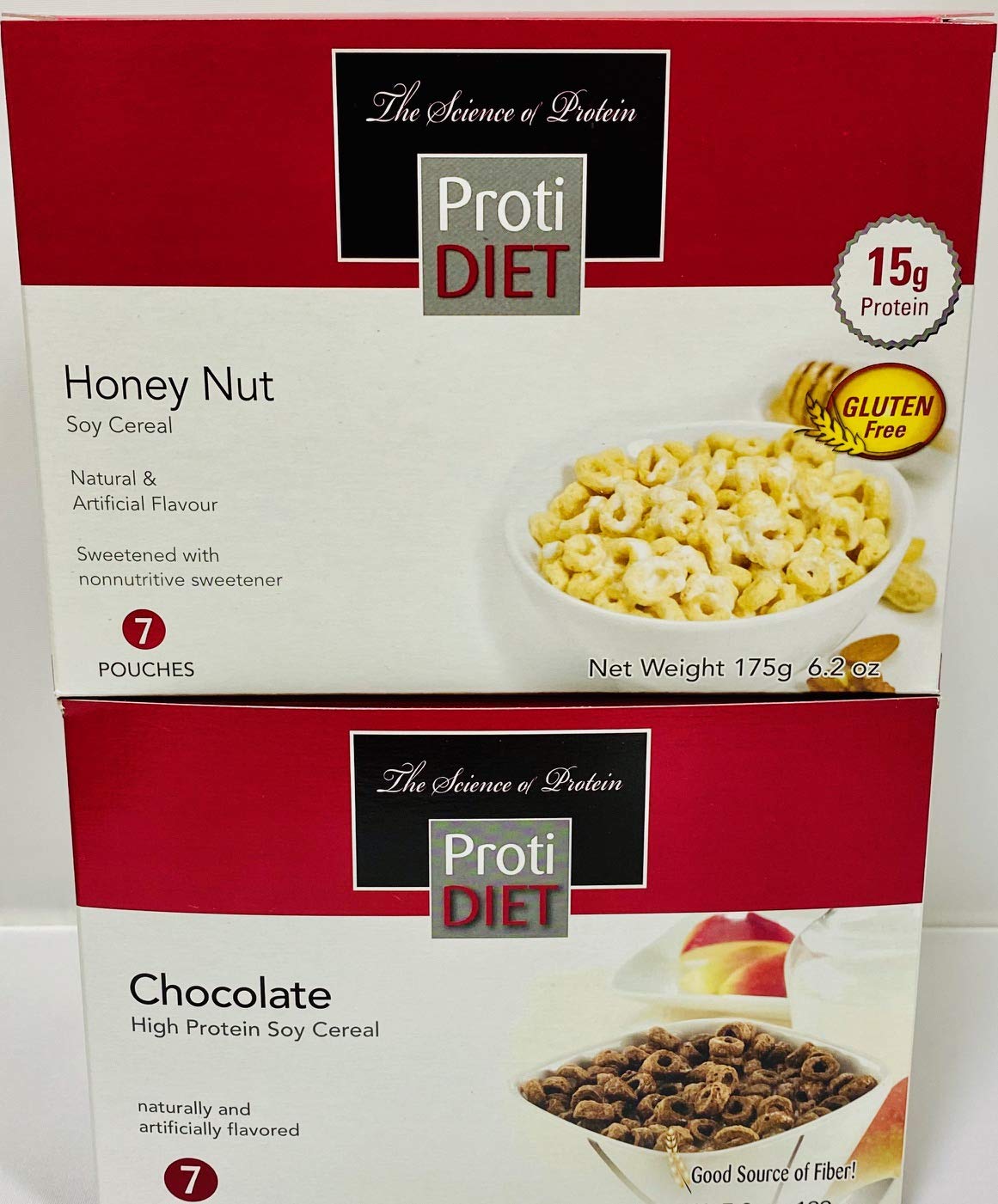 Proti Diet high protein diet cereal Bundle (14 Servings) - Includes 1 box of chocolate soy cereal and 1 box of honey nut soy cereal | Healthy Nutritious|, Low Calorie, Low Fat, Low Carb, Low Sugar