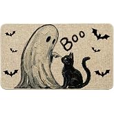 Artoid Mode Black Cat Boo Halloween Doormat, Low-Profile Switch Rug Door Home Decor Mat Floor Mat for Indoor Outdoor 17x29 Inch