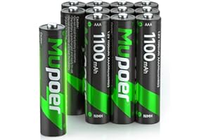 MUPOER Rechargeable AAA Batteries 12 Pack,AAA Rechargeable Battery 1100mAh NiMH,Triple A Battery 1.2V,Solar Battery High Capacity Low Self Discharge Pilas Recargables,3A Batteries for Remote Cordless Phone