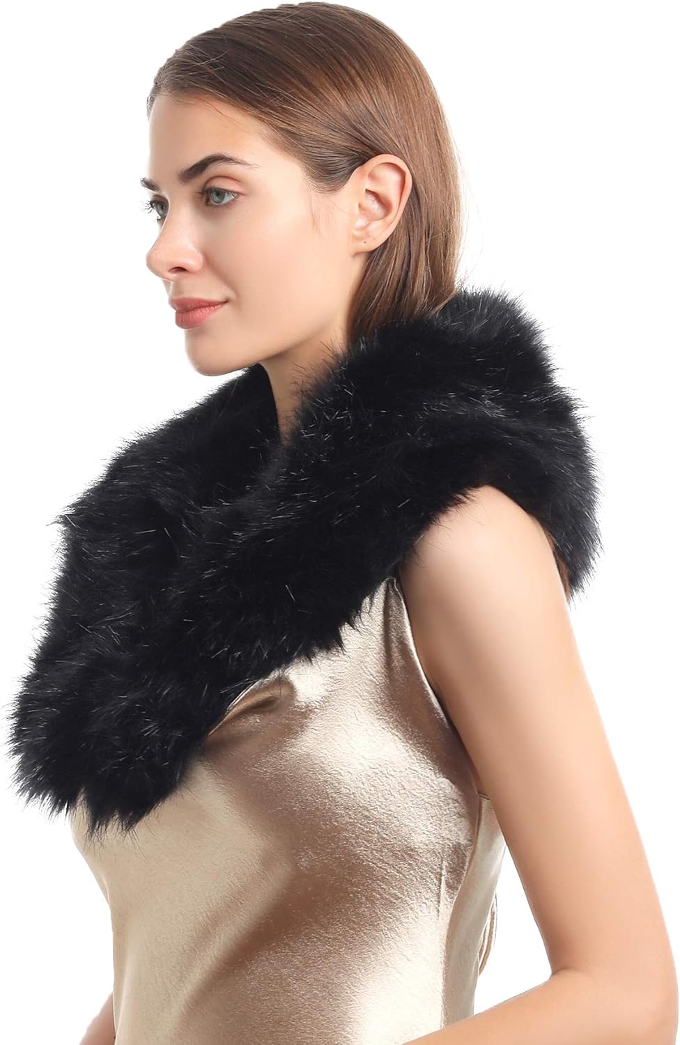 La Carrie Women's Faux Fur Collar Scarf Wrap Cold Winter Warmer: Clothing